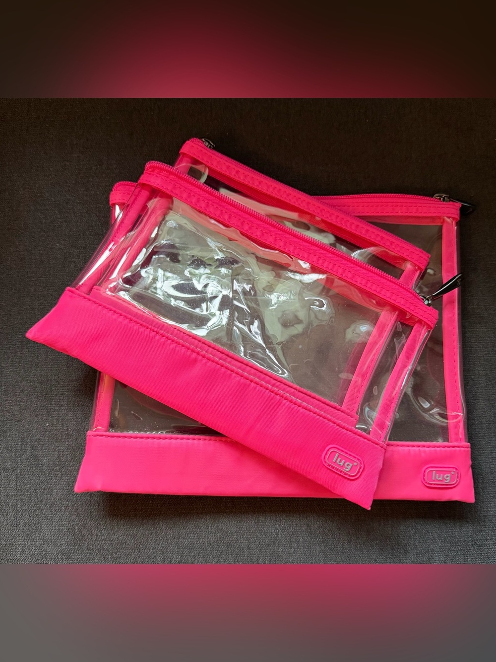 Lug Three-piece 3-piece Envelope Clearview Zip Organizer Bags – Magenta Hot Pink